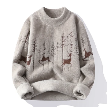 Флисовый свитер Deliy из норки, мужской пуловер с полувысоким воротником, осенне-зимний пуловер, Корейская версия, утолщенная теплая одежда
