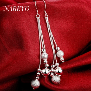 NAREYO Новые Модные Серьги-капли из стерлингового серебра 925 пробы с многострочными бусинами для женщин, ювелирные изделия, подарки для вечеринок