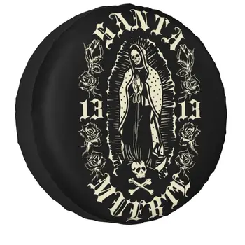 Santa muerte 13 caso capa de pneu sobressalente bolsa senhora da morte santa mexicana crânio roda capas para jeep honda 14 