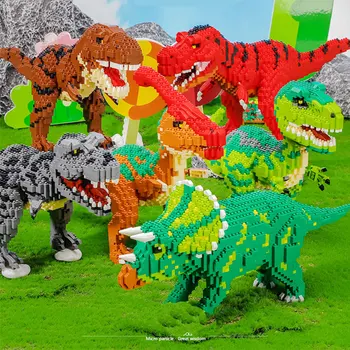 Динозавр, мини Строительные блоки для детей, игрушки для мальчиков, тираннозавр, Трицератопс, Кубики, Интерактивная игрушка, Пластиковая модель, без коробки