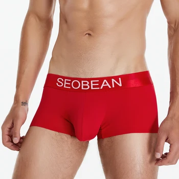 Новый бренд SEOBEAN, мужское нижнее белье из нейлона с низкой посадкой, сексуальное нижнее белье-боксер-багажник