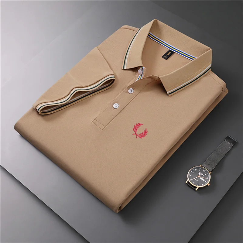 Высококачественная брендовая деловая рубашка поло с коротким рукавом, Мужская футболка с лацканами, Летний тренд 2023, Повседневная футболка с вышивкой, роскошная мужская одежда