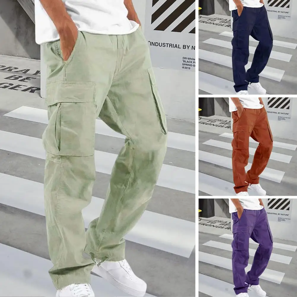 Модные мужские брюки на завязках, спортивная одежда с защитой от скатывания, мужские повседневные длинные брюки с прямыми штанинами