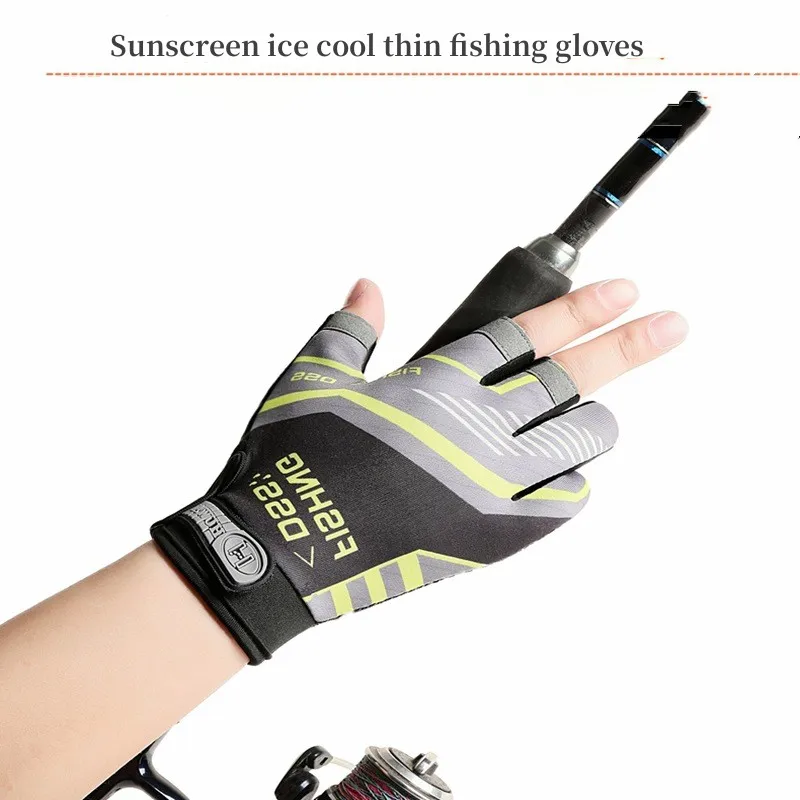 Перчатки для рыбалки, мужские летние перчатки для рыбалки с тремя пальцами, солнцезащитный крем для защиты от катания на коньках, Дышащие тонкие перчатки на половину пальца