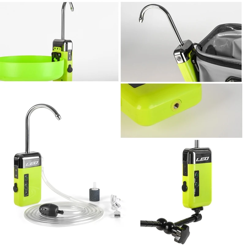 Портативный для интеллектуальной индукции Светодиодный USB перезаряжаемый интеллектуальный водяной насос для рыбалки на открытом воздухе, насыщающий кислородом воздух