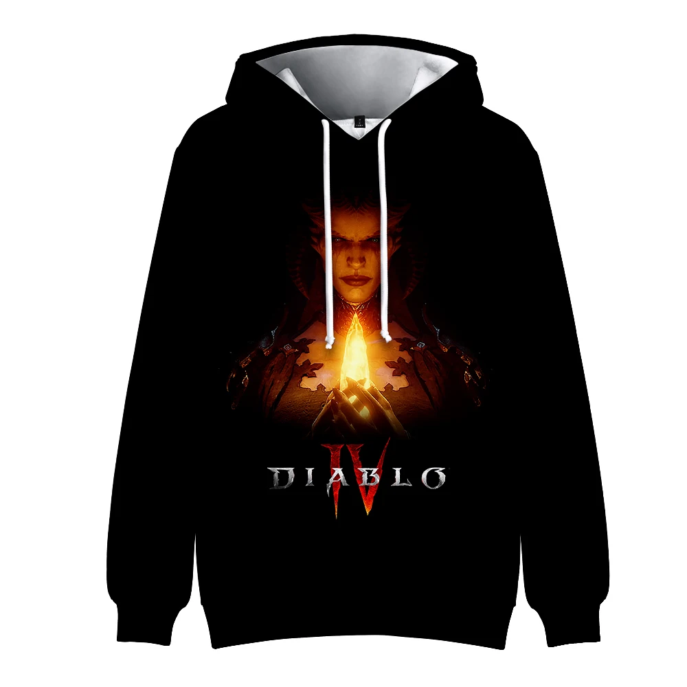 Толстовка Diablo IV 2023 Новая игра С длинным рукавом Женская Мужская Толстовка с капюшоном Harajuku Уличная 3D одежда