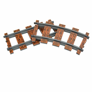 Рельс железнодорожного пути 1X1 1X4 с текстурой дерева, украшенный прямыми изогнутыми гладкими кирпичами, Собранные рельсы, модель строительного блока, Городская игрушка