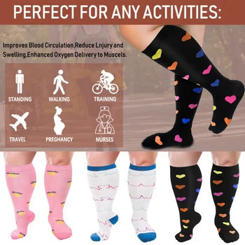 Компрессионные носки для марафонского бега, Спортивные носки для мужчин И женщин, медицинские чулки для кормления до колена, фитнес-носки с высокой эластичностью
