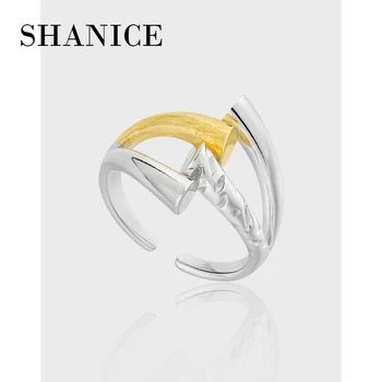 Обручальное кольцо SHANICE S925 из стерлингового серебра с нишевым дизайном холодного цветоделения с гальваническим крестом, полое Регулируемое Обручальное Кольцо