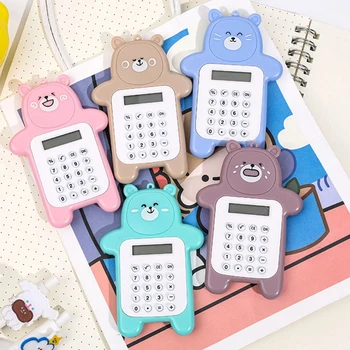 Портативный мини-калькулятор карманного размера с 8-значным дисплеем из мультфильма Каваи, ультратонкая кнопка, милый калькулятор, школьные принадлежности для ребенка