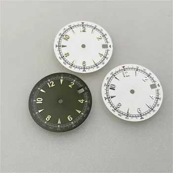 28,5 мм циферблат часов Модификация ретро-механических часов буквально для NH35 / NH36 Зеленый механизм с ночным освещением
