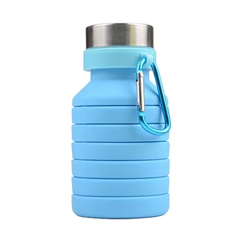 550 МЛ Складная чашка Спортивная Кружка для путешествий, Складная Телескопическая Силиконовая Бутылка для воды, Уличные стаканчики для воды, синий