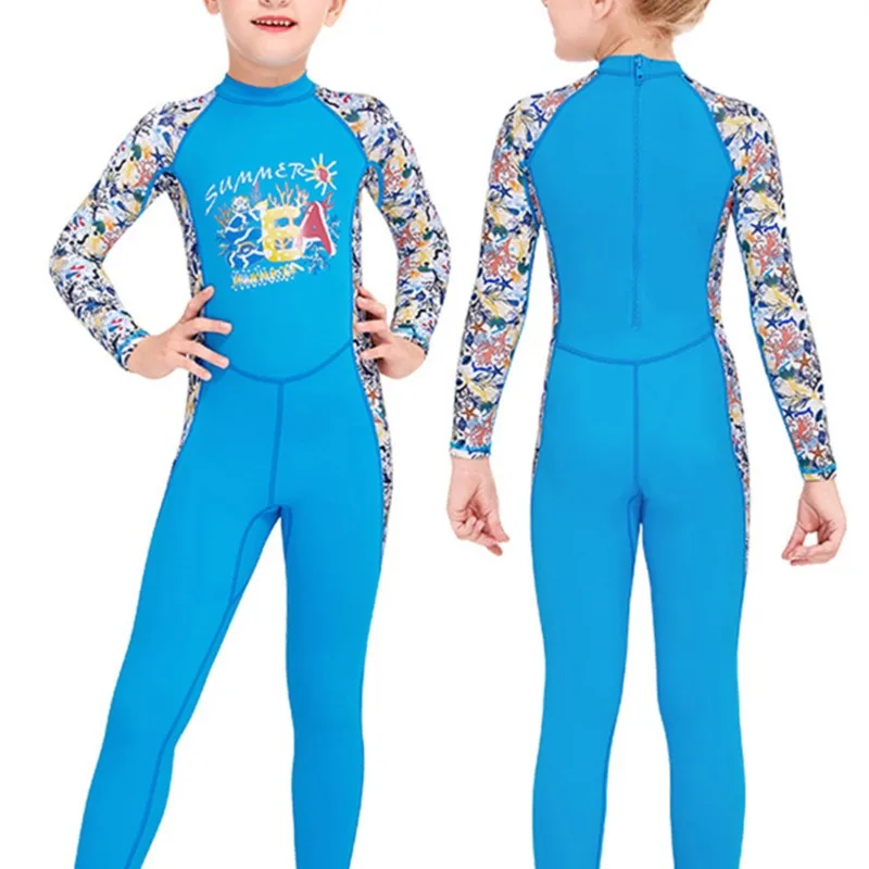 Детские купальники, летний тонкий гидрокостюм толщиной 1 мм, детская цельная защита от сыпи, одежда для серфинга, сноркелинга, каякинга, костюм из лайкры, быстросохнущий