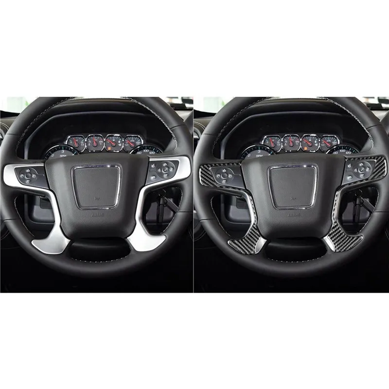Для Chevrolet Silverado 1500/GMC Sierra 1500 2014-2018 Наклейки с акцентом на рулевом колесе из углеродного волокна, Аксессуары для интерьера автомобиля