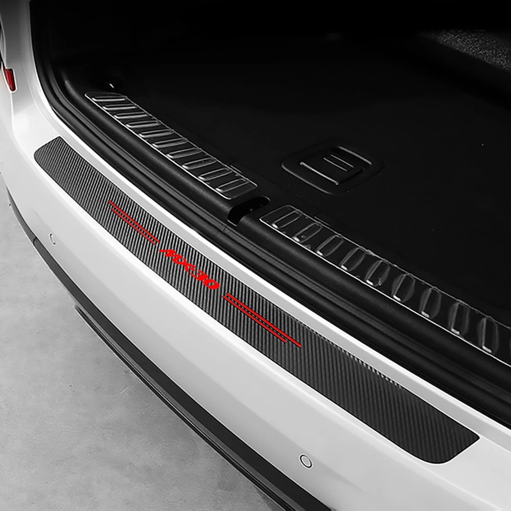 Накладки на педаль двери автомобиля из углеродного волокна против царапин для Mazda MX30 Логотип 2023, Защитные наклейки на порог багажника, бампер, Порог