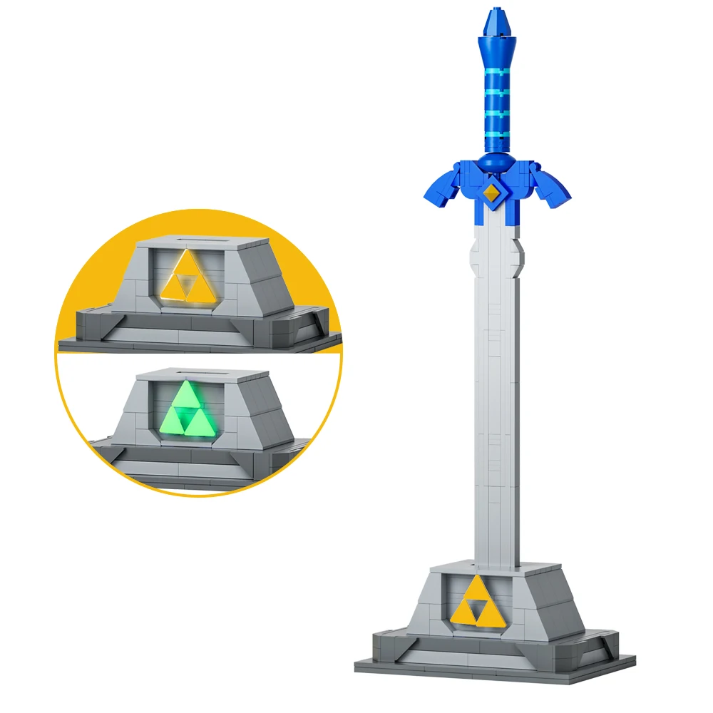 Строительный блок MOC Master Zelda Sword с базовым набором, Фигурка, развивающие игрушки, Светящийся кирпич для детей, подарок на День рождения