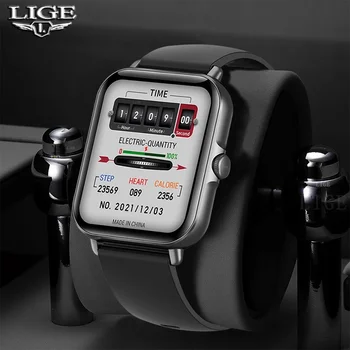 LIGE 2022 Новые смарт-часы с функцией Bluetooth для вызова мужчин, спортивные часы для фитнеса с полным сенсорным экраном, IP67, водонепроницаемые Bluetooth для Android ios