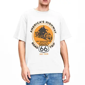 Ретро Route 66 Road Trip Merch Shirts for Men Women Креативная Футболка из 100% Хлопка С Круглым Вырезом И Коротким Рукавом, Рождественский Подарок, Одежда