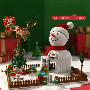 2023 Новый Пряничный домик Санта-Клауса, Рождественская Елка, Сани с Северным оленем, Строительные блоки, Развивающие игрушки, Рождественские подарки