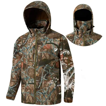 Утепленные куртки Softshell для охоты и рыбалки с подкладкой для лица, водонепроницаемые мужские ветрозащитные пальто с капюшоном и оборкой