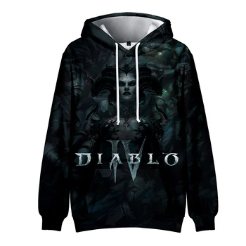 Толстовка Diablo IV 2023 Новая игра С длинным рукавом Женская Мужская Толстовка с капюшоном Harajuku Уличная 3D одежда