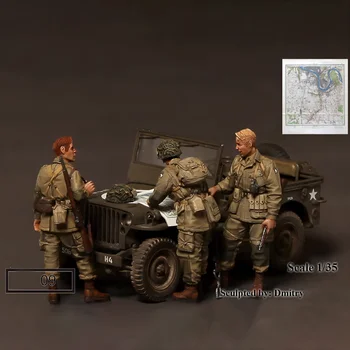 Фигурка из смолы в масштабе 1/35, собранная модель, набор игрушек-диорамовок, Американская армия, 3 человека, в разобранном и неокрашенном виде