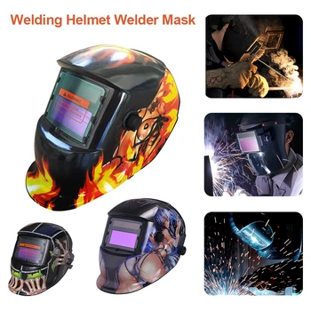 Сварочный шлем с автоматической сваркой, маска сварщика-хамелеон, большой обзор, сварочная маска True Color на солнечной энергии с автоматическим затемнением для дуговой сварки