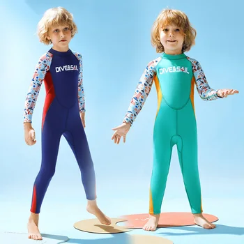 2,5 мм Неопреновая одежда для серфинга с медузами, цельная молния сзади с защитой от ультрафиолета для малышей, молодежи, подростков, мальчиков, водолазный костюм