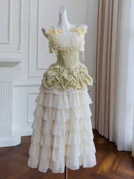 Женское платье-торт с корсетом, многослойная юбка, вырез в виде лепестков, Высококачественная вышивка, вечернее платье с бантом на шнуровке и бисером