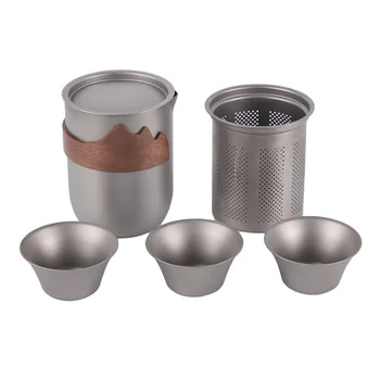 Титановый набор чайных приборов для приготовления чая, сверхлегкая походная посуда с ящиком для хранения, фильтр для пикника, чайник для приготовления чая, Приспособление для выживания в походах