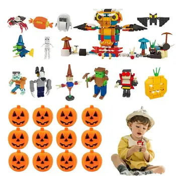 Строительные наборы на Хэллоуин Строительный набор из тыквы на Хэллоуин 12 предметов, Изящные и странные строительные блоки из тыквы, игрушки в различных вариантах.