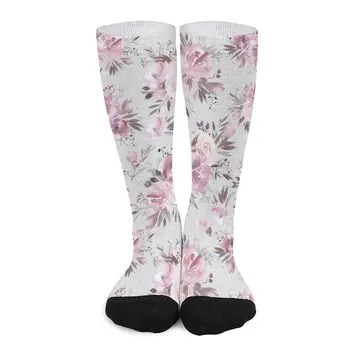 Зимние розовые носки с цветочным рисунком, походные мужские носки, баскетбольные забавные мужские носки