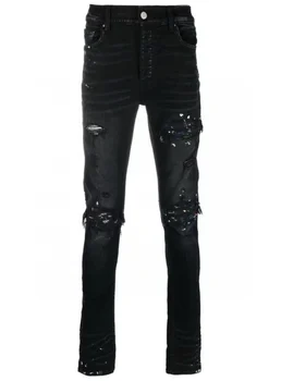 Мужские рваные джинсы-скинни MX1 в стиле уличной одежды, классические джинсовые узкие рваные брюки-стрейч с потертостями, брюки с дырками