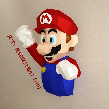 Бумажные модели Super Mario Bros Игровые Фигурки Luigi Home Decor Украшение стен детской комнаты Papercraft 3D Пазлы своими руками Креативные Игрушки