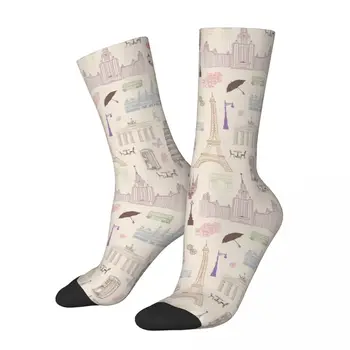 Франция, Эйфелева башня, Европейский дизайн, Продажа всесезонных носков для мужчин, впитывающие пот носки